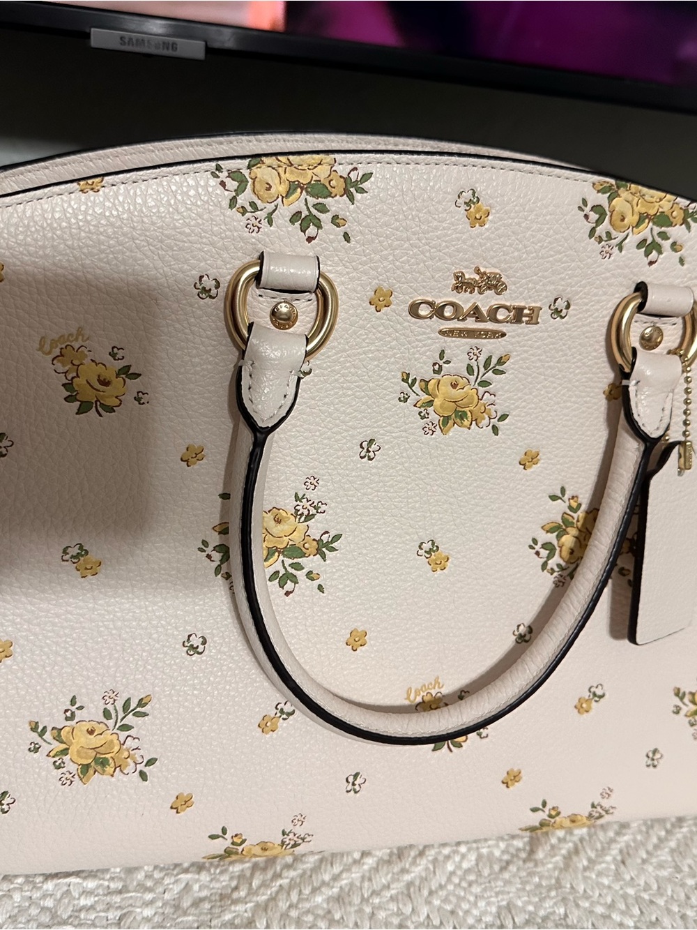 Coach Cream Floral Leather Satchel and Wallet Set - Coach Savannah - Picture 4 of 9